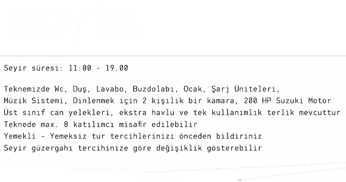 Karaburun tekne turu seyir aciklamasi